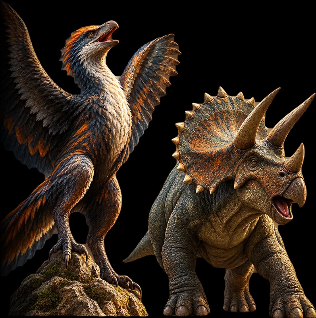 Omniraptor y Triceratops